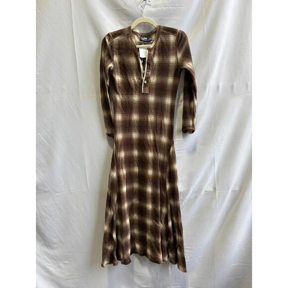 Polo Ralph Lauren Plaid Waffle-Knit Henley Dress Size S/P with Fabric Pull - Picture 4 of 9